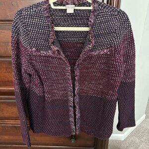 CHICO'S Marled Fringe Cardigan Size 1